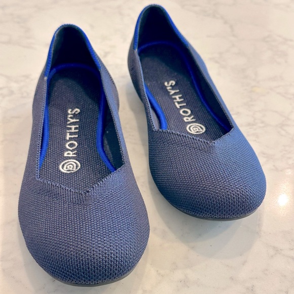 Rothy’s Maritime Navy Blue Soft Flexible Knit Slip On Flats Round Toe Sz 7.5 - Picture 5 of 6